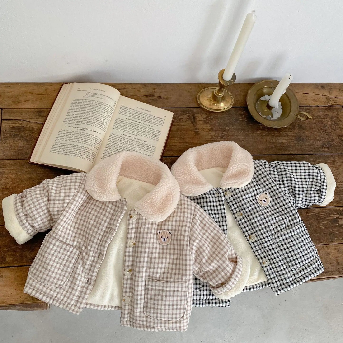 CuddlePuff Coat – Bear & Plaid Winter Jacket for Little Ones