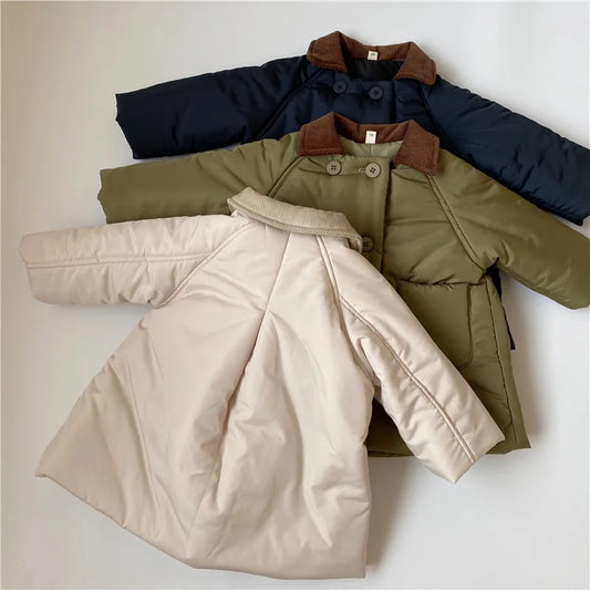 VelvaHug Coat – Boys Corduroy Padded Winterwear