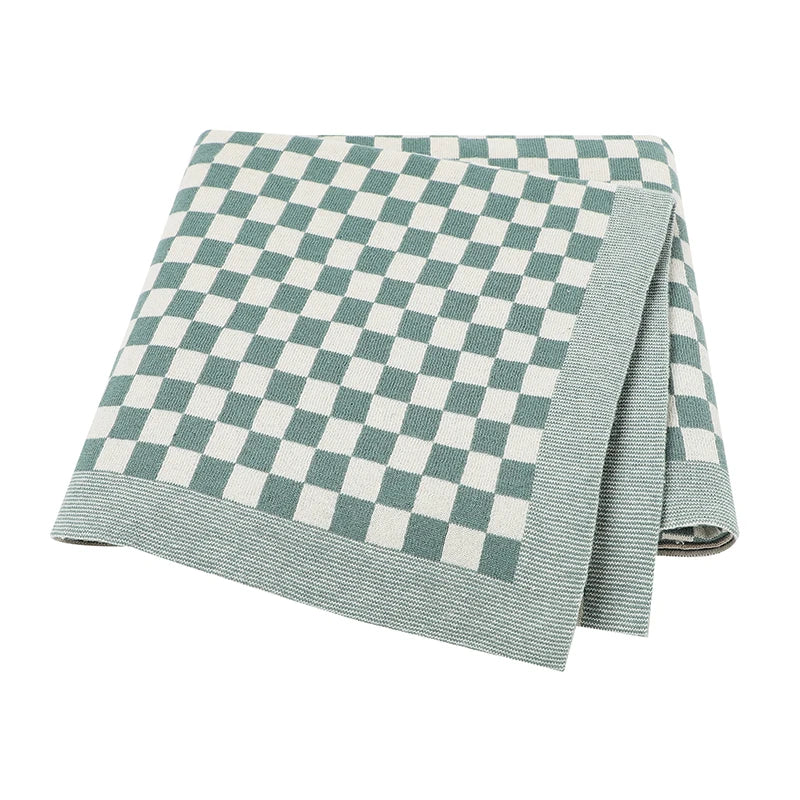 PlaidSnuggle Cotton Baby Blanket – Soft Knit Crib & Stroller Wrap