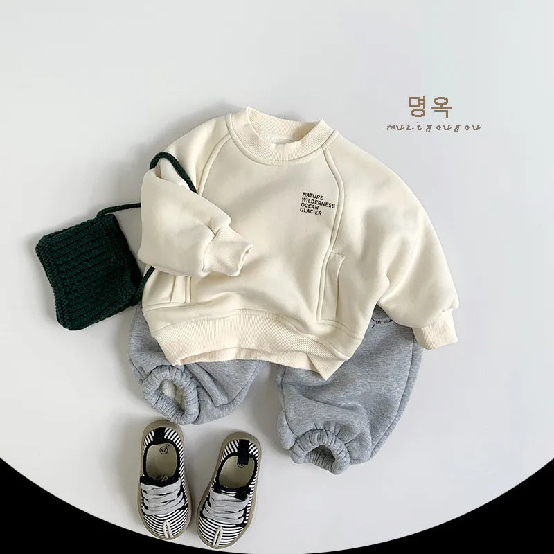 SnuggleNote Pullover – Velvet-Lined Letter Sweatshirt for Kids