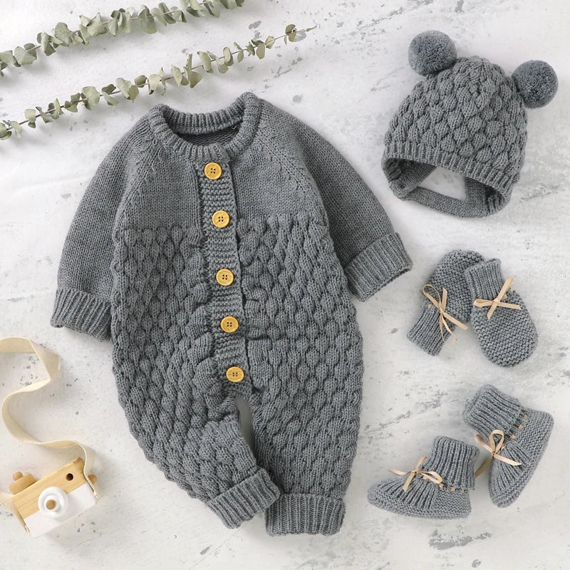 WoolieHug Ensemble – Infant Knitwear Outfit with Shoes & Gloves