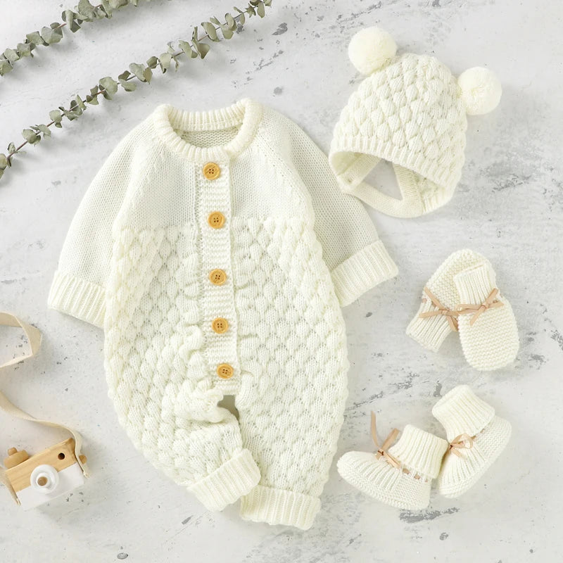 WoolieHug Ensemble – Infant Knitwear Outfit with Shoes & Gloves