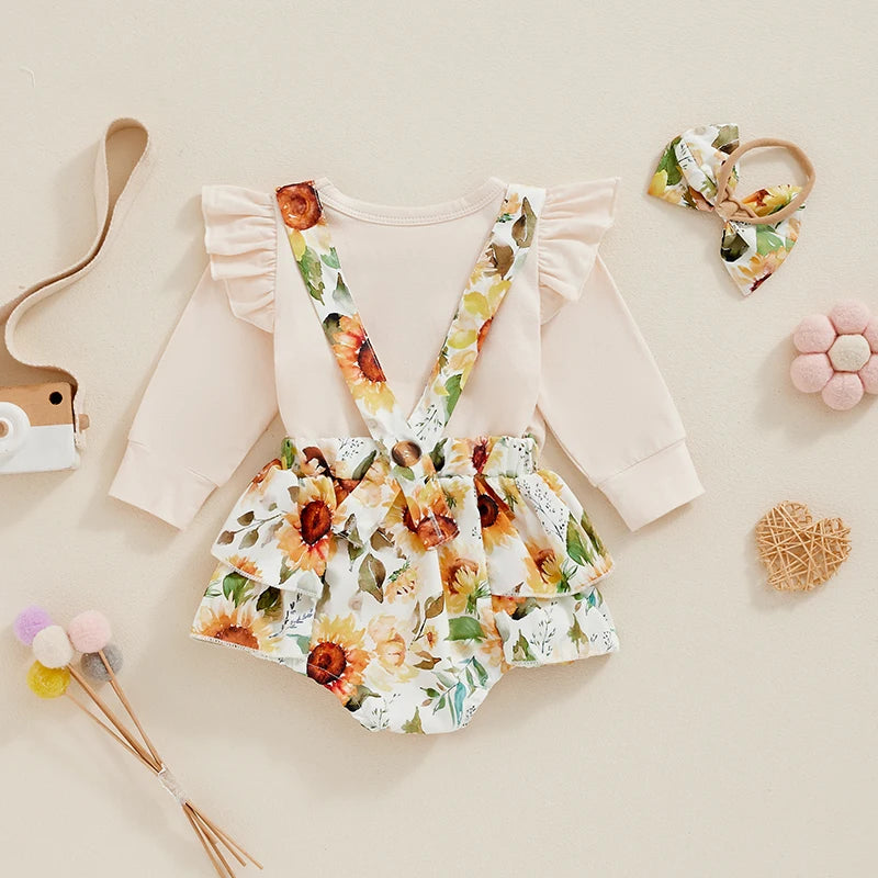 RosyNest  Set – Baby Girl Ruffle Romper & Floral Bottoms
