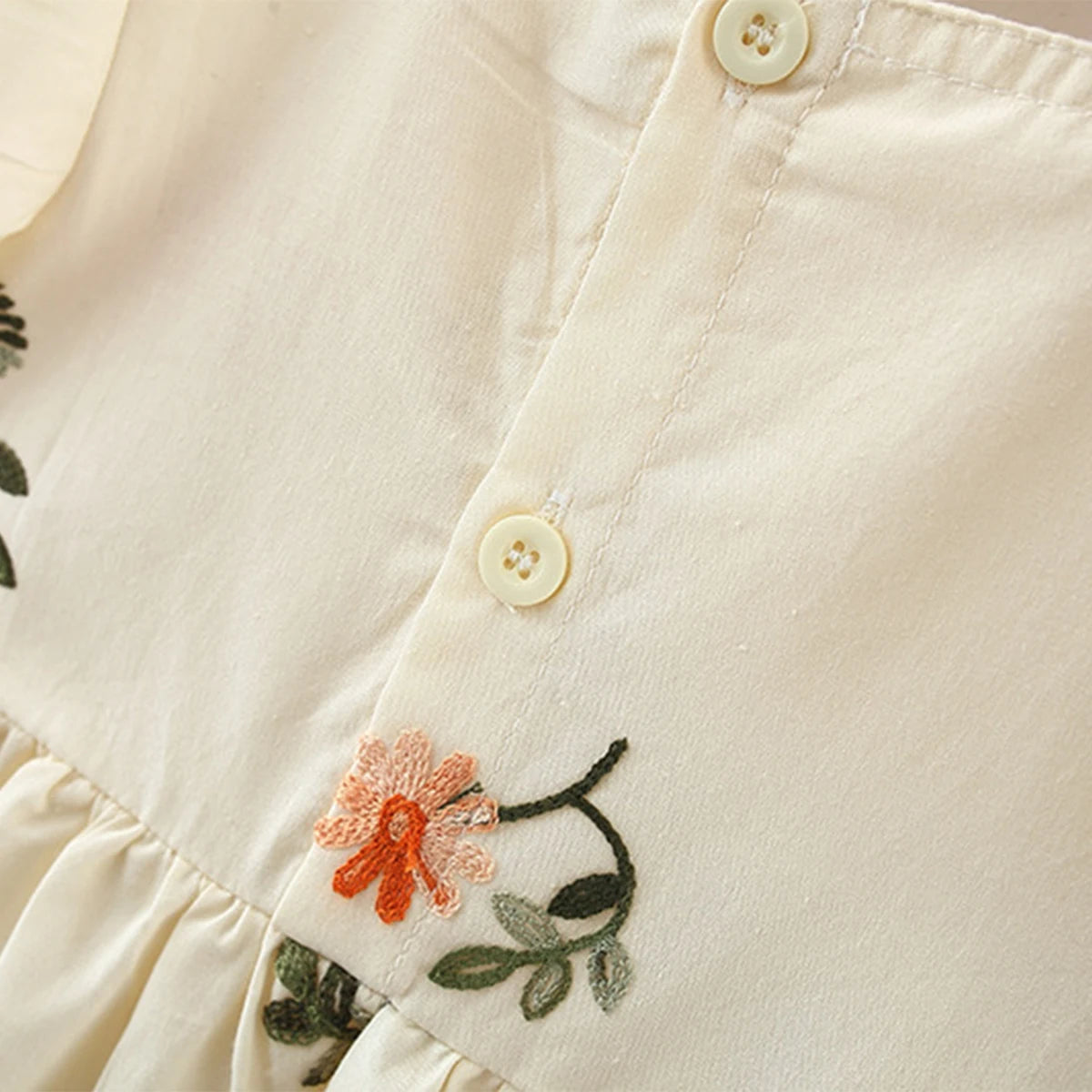 HoneyPuff Dress – Embroidered Cotton Charm for Little Girls