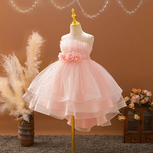 LaceGalaxy Gown – Trailing Flower Girl Dress for Weddings