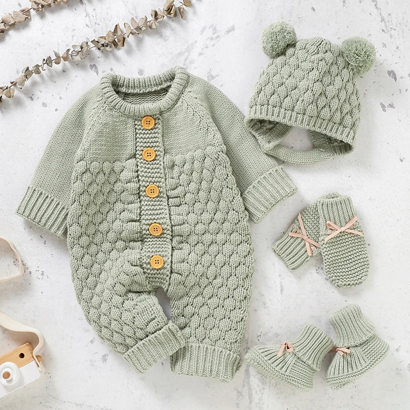WoolieHug Ensemble – Infant Knitwear Outfit with Shoes & Gloves