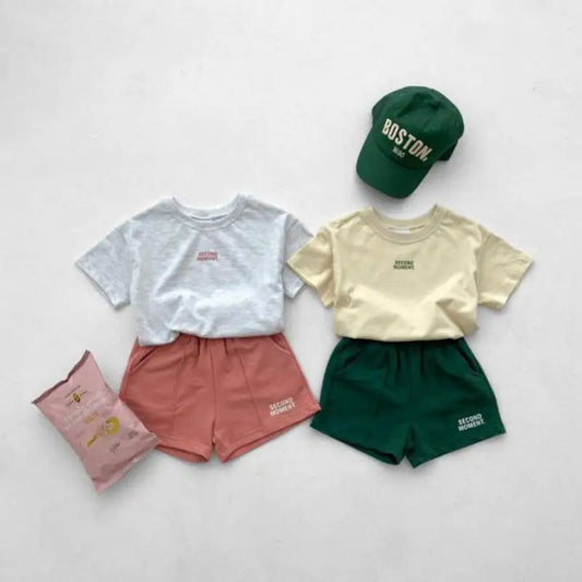 LitePlay Letter Tee & Shorts Set – Casual Cotton Kids