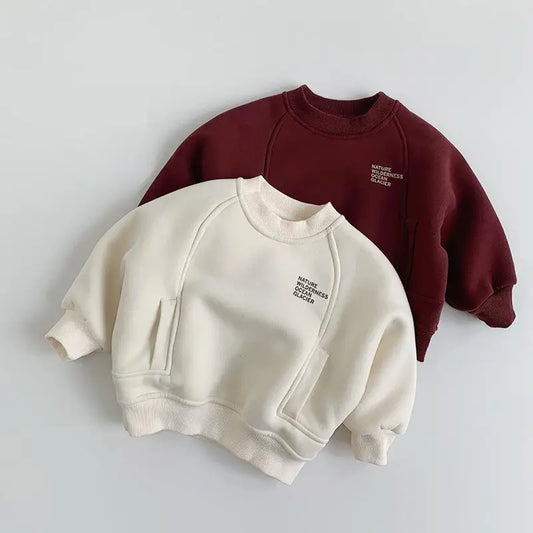 SnuggleNote Pullover – Velvet-Lined Letter Sweatshirt for Kids