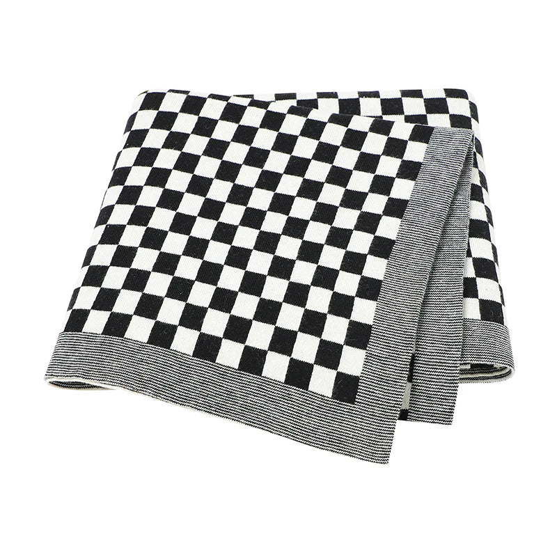 PlaidSnuggle Cotton Baby Blanket – Soft Knit Crib & Stroller Wrap