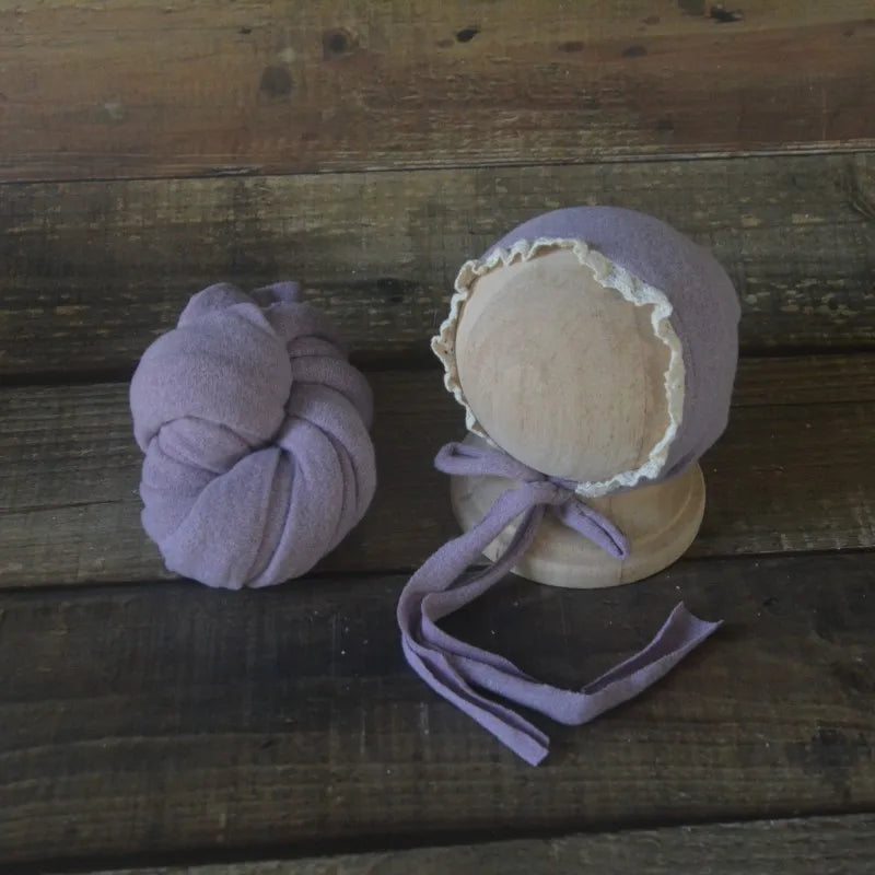 CozySnug Wrap Set – Knit Stretch Blanket & Hat for Baby Photos