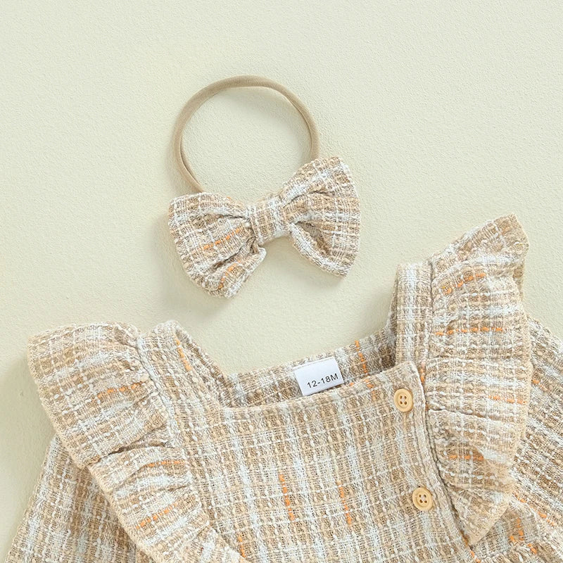 MapleCharm – Square-Neck Fall Dress for Little Girls