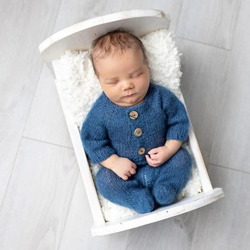 DreamKnit Set – Mohair Footed Romper + Sleep Hat for Photoshoots