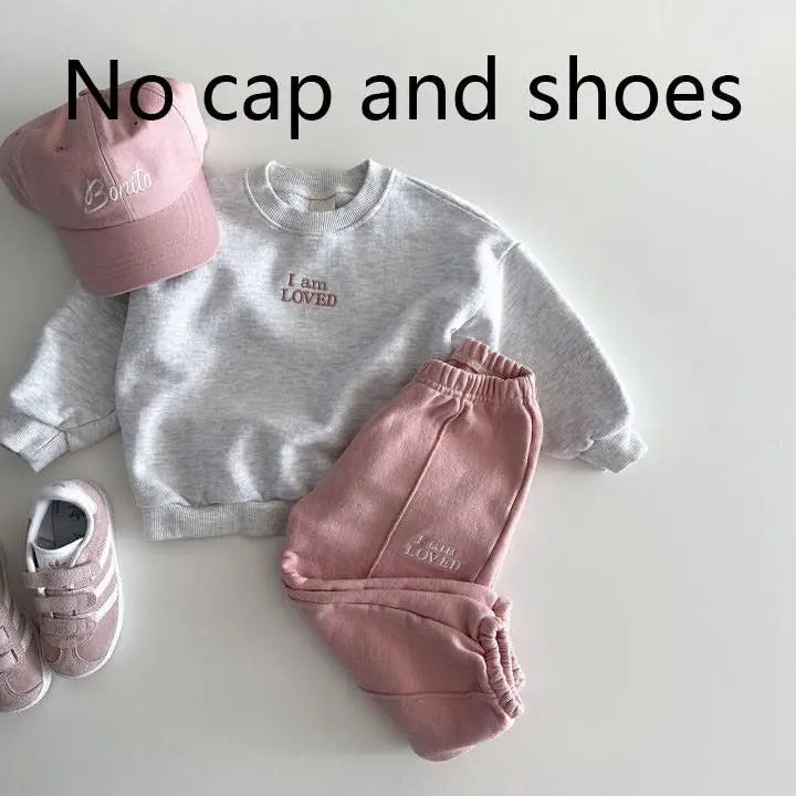 EmbroLuxe Baby Cotton Sweatshirt & Pants Set