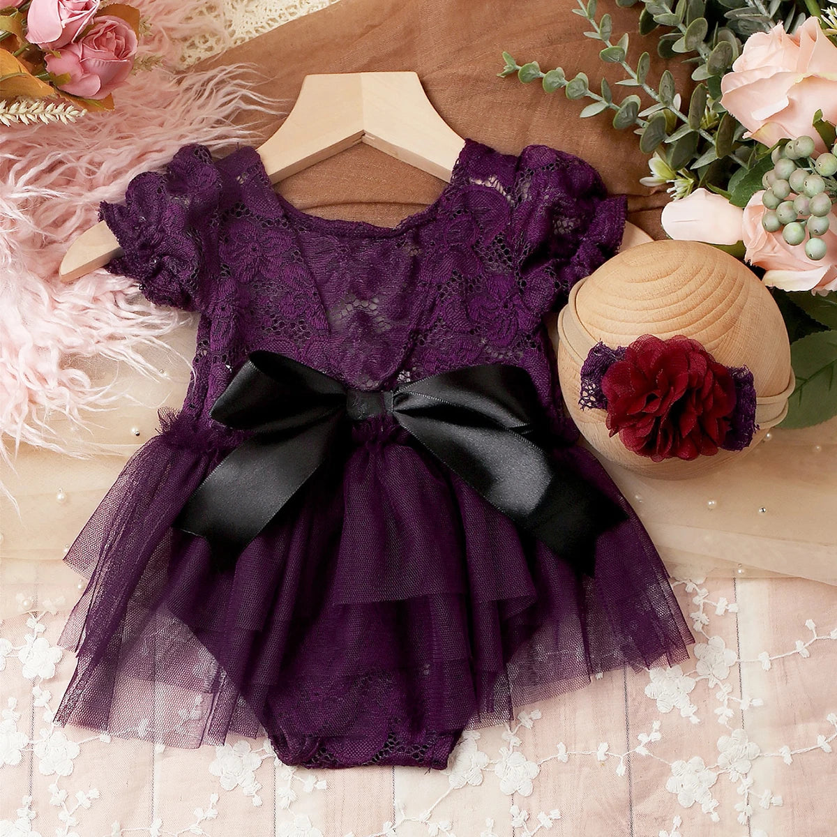 LaceBlush Romper Set – Newborn Photo Outfit