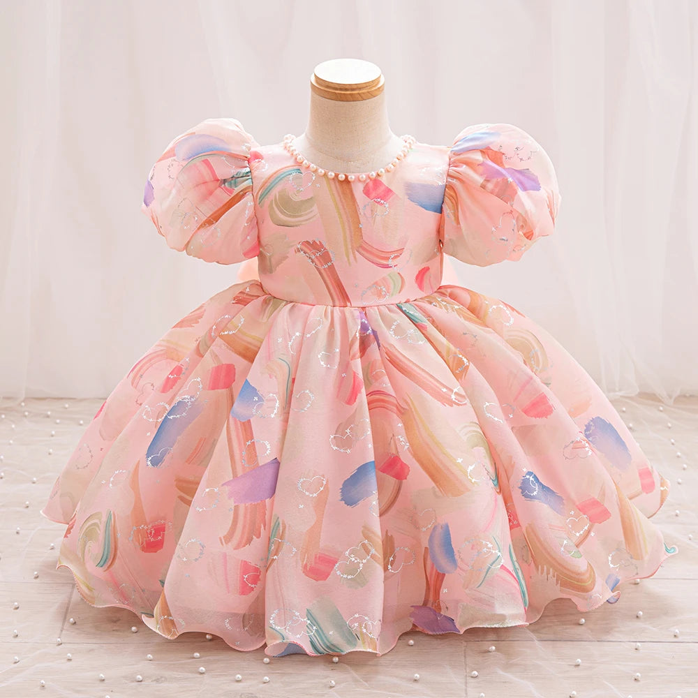 Girls Dress Kids Summer Chiffon Floral Wedding Birthday Party Dresses for First Communion Baby Casual Clothes