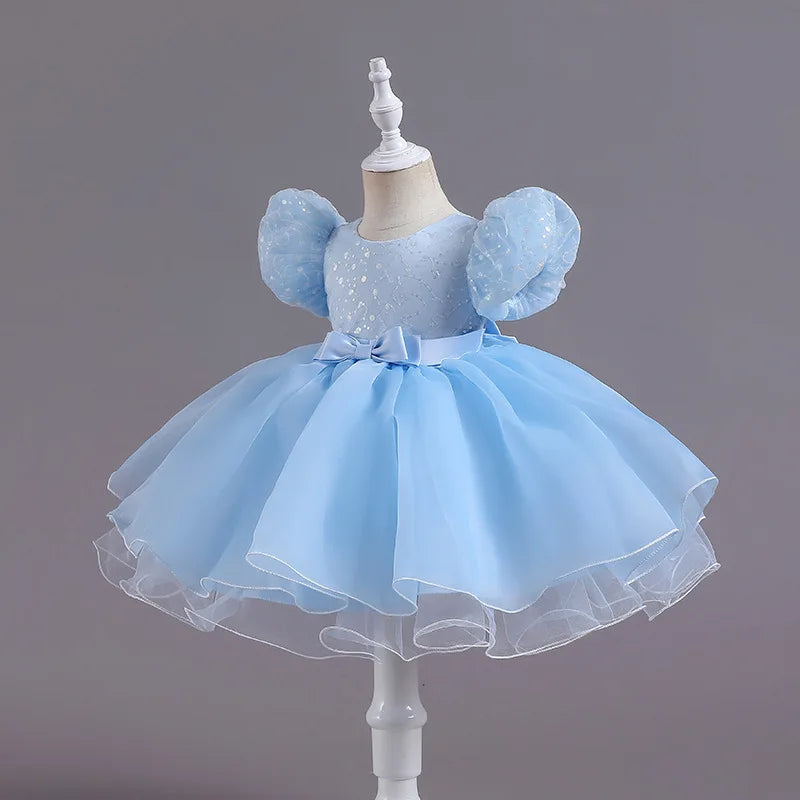 New Princess Girl Kid's Dress Sequined Lace Baby Clothes for Party Birthday White Toddler Girl Dresses