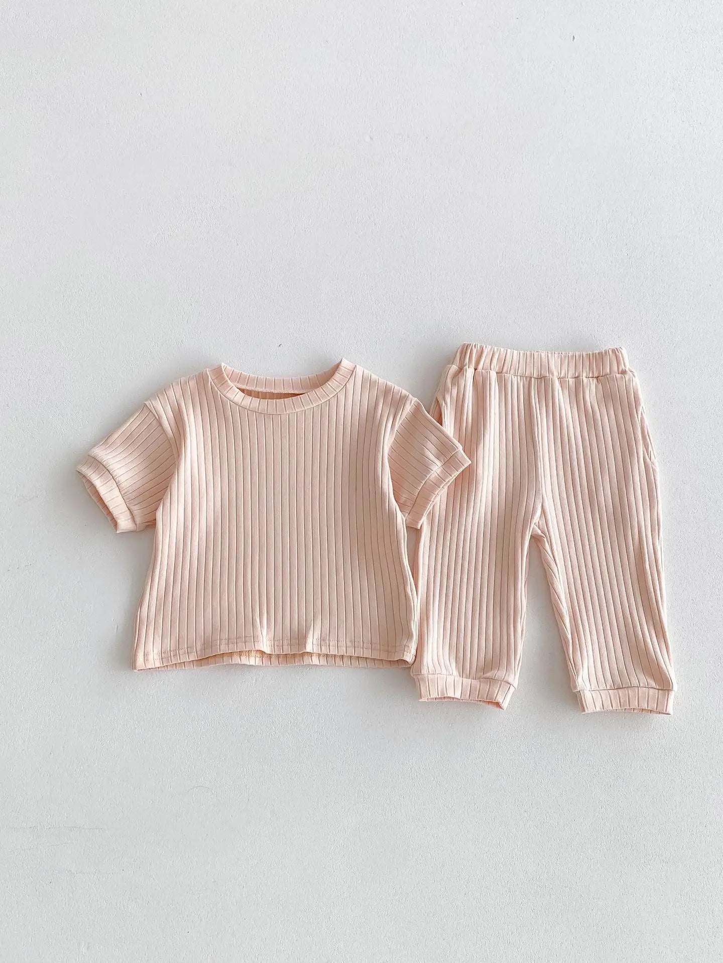 BreeziBoo – 2pc Ribbed Cotton Sleep Set for Kids