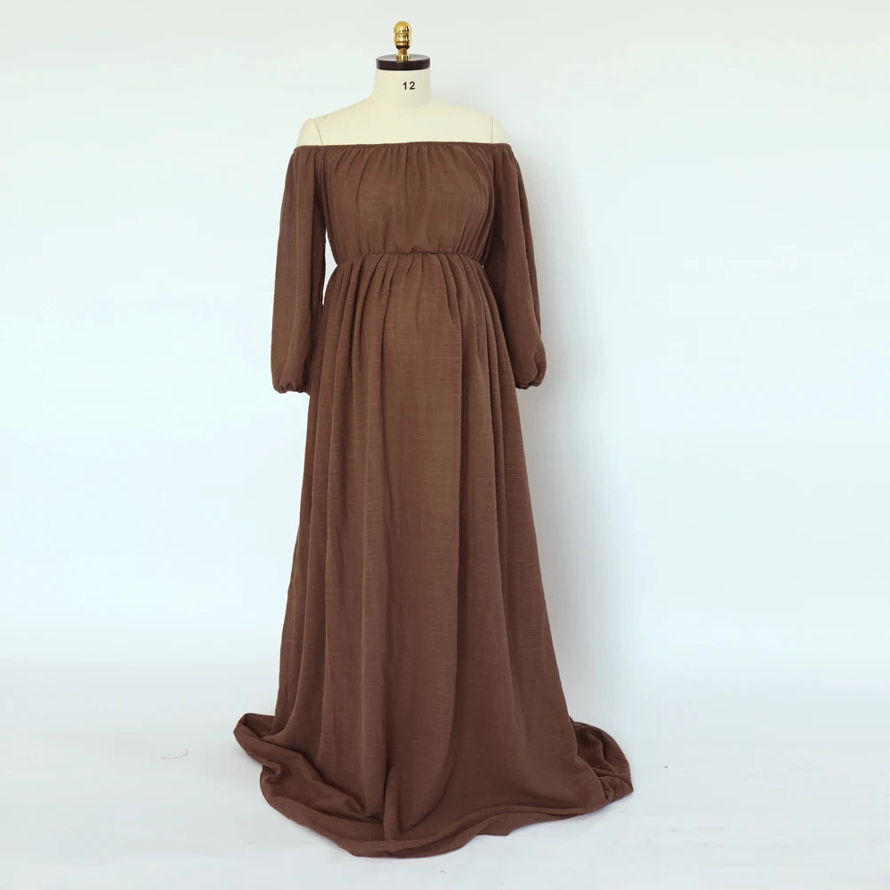SoléLoom Dress – Boho One-Shoulder Maternity Gown
