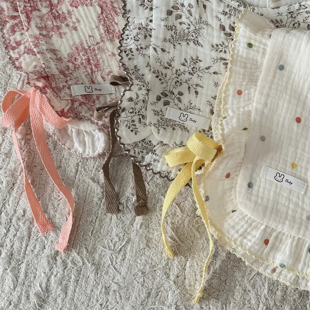 PetalBloom Bib – Ruffle Lace Cotton Burp Cloth