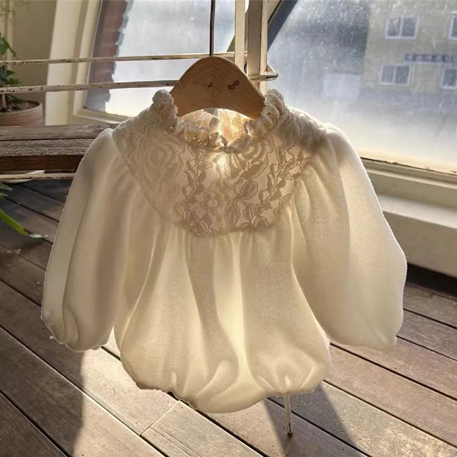 Fluffina Romper – Lace Puff Sleeve Bodysuit