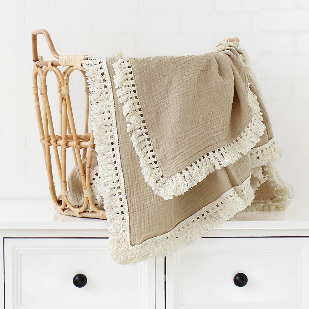 CozyNest Swaddle – Ruffle Organic Cotton Baby Blanket