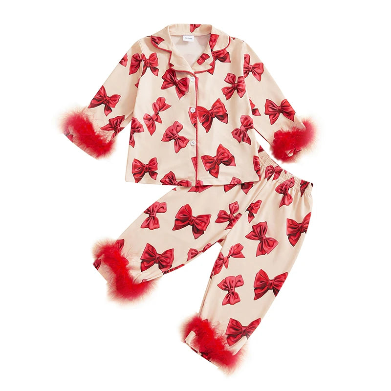 Fuzzelle – Plush Bow Pajamas for Girls