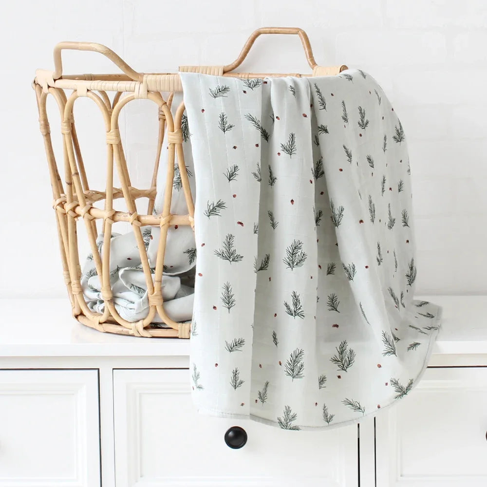 Organic Cotton Acacia Yellow Set Newborn Muslin Wrap Baby Bed Muslin swaddle