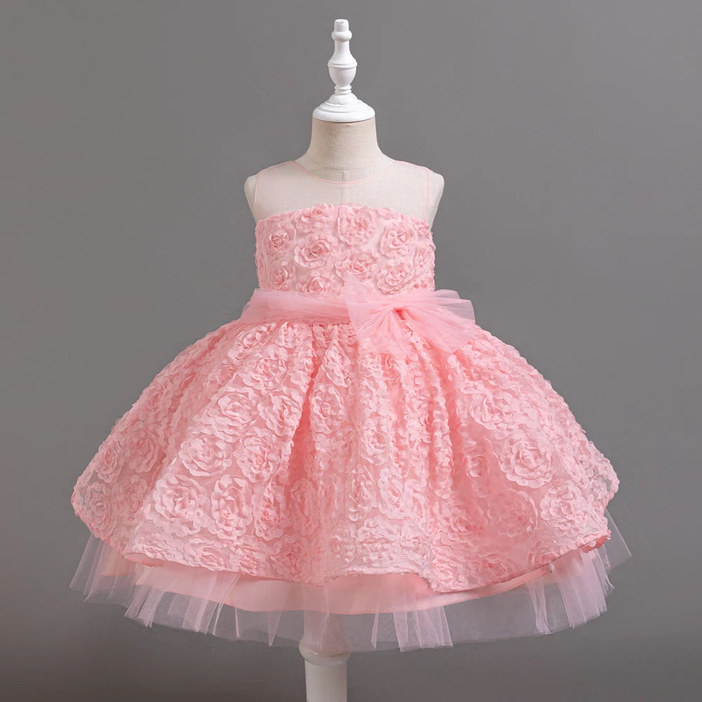 Girls Party Dress Sleeveless Princess Birthday Puffy Dresses for Kids Children Tutu Wedding