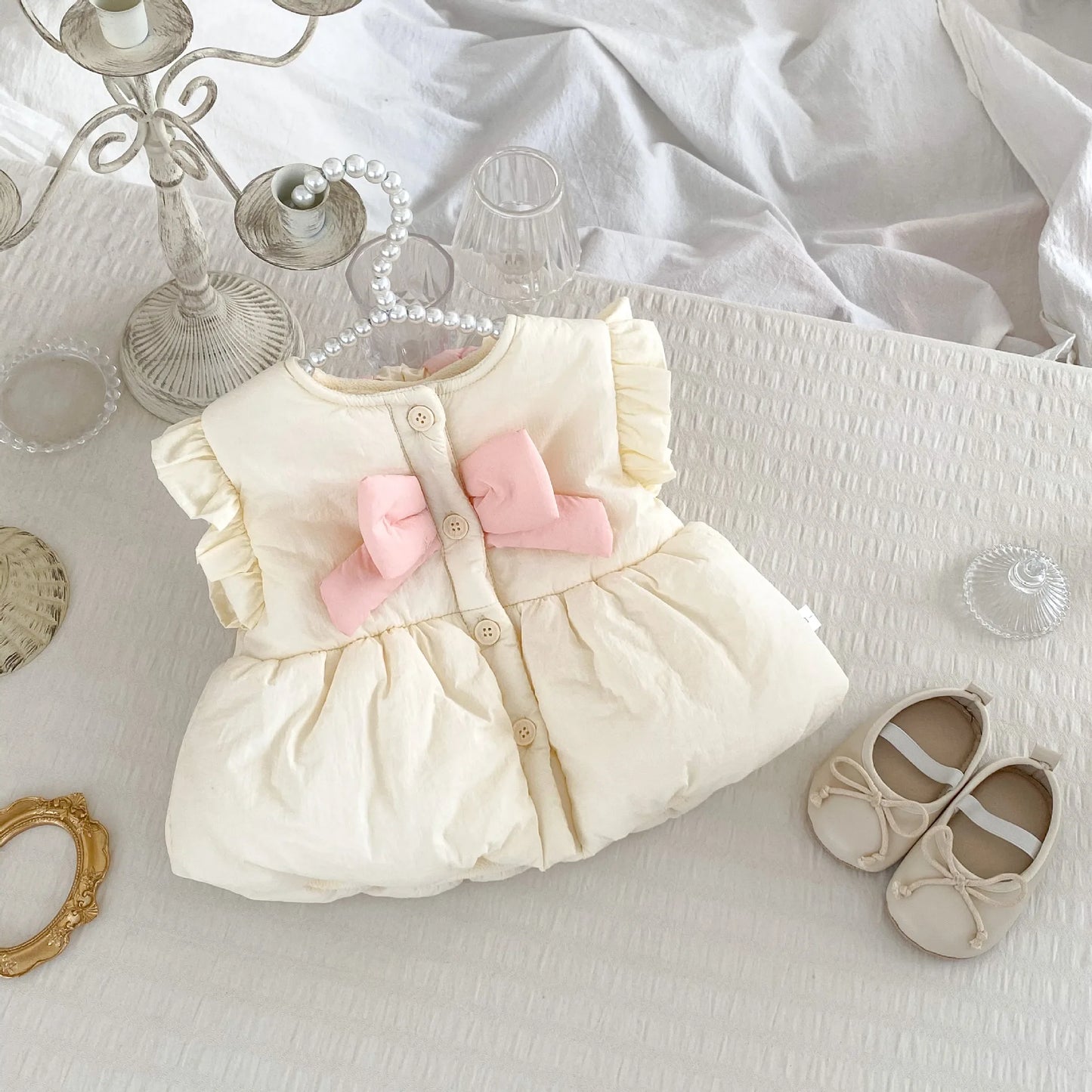 BunBunz – Velvet-Lined Bow Vest for Baby Girls