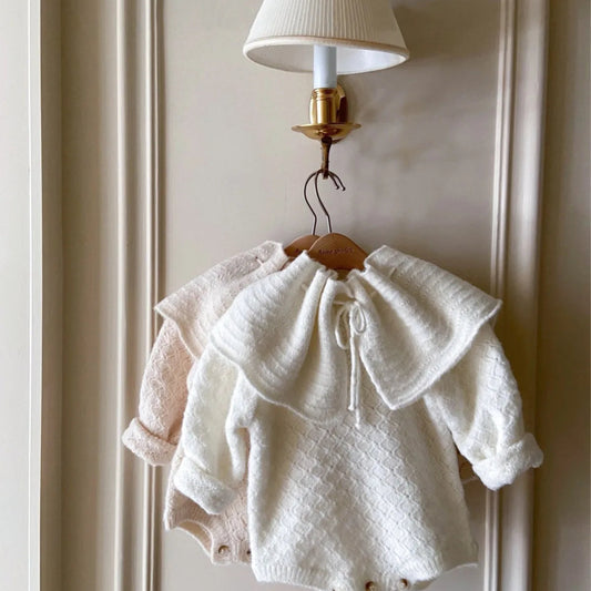 KnitNest Set – Baby Girl Bodysuit & Shawl Outfit