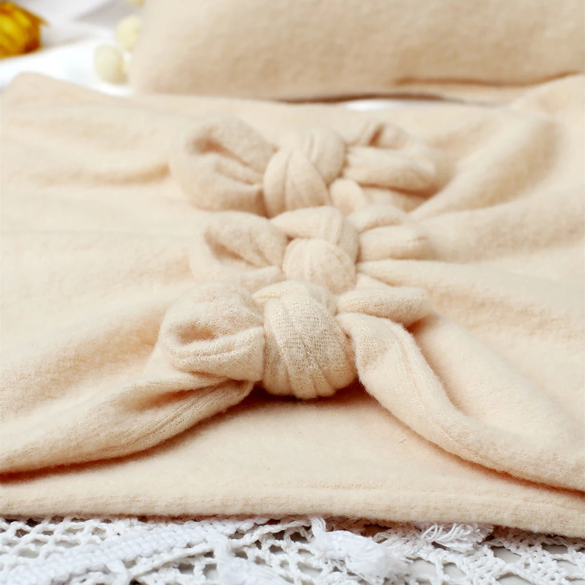SnuggleTale Set – Newborn Wrap, Ears Hat & Pillow Props