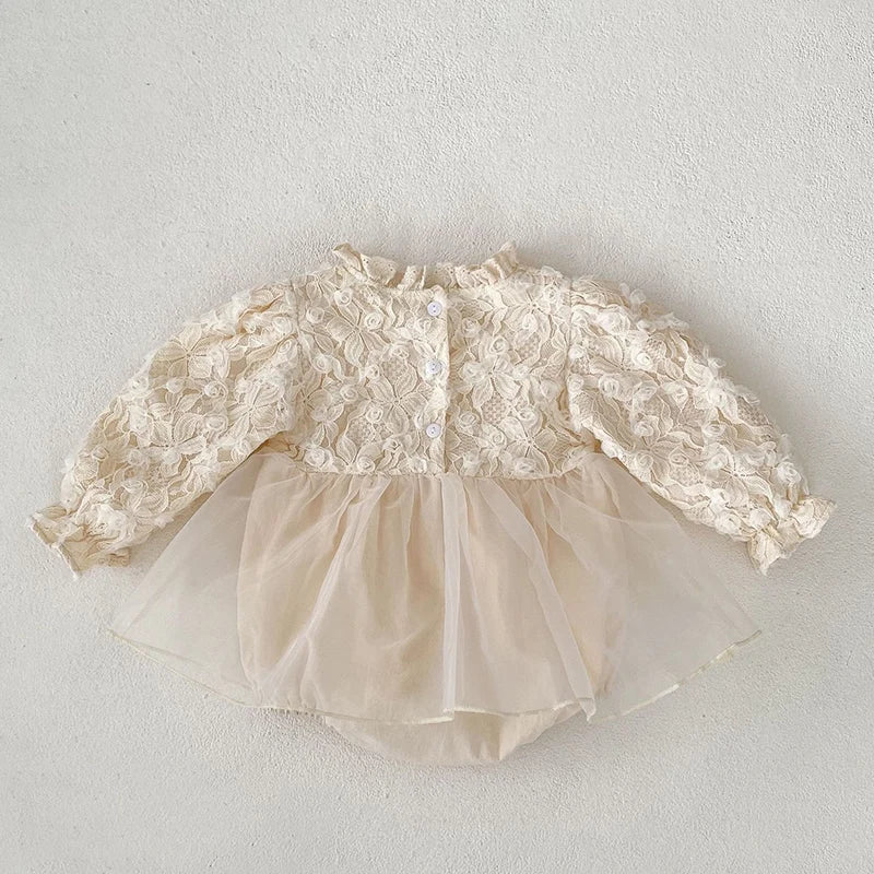 LullaMesh Romper – Soft Cotton & Mesh Baby Girl Jumpsuit