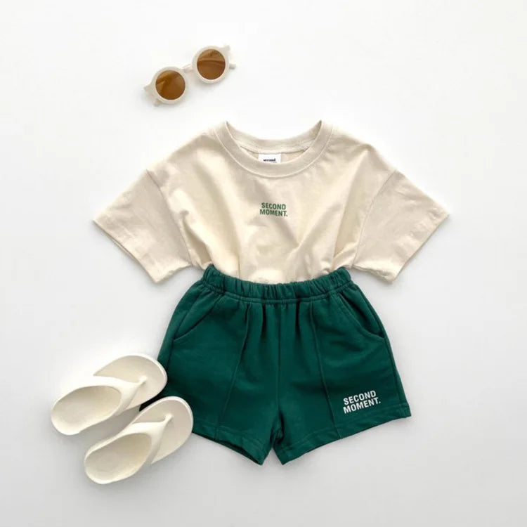 LitePlay Letter Tee & Shorts Set – Casual Cotton Kids