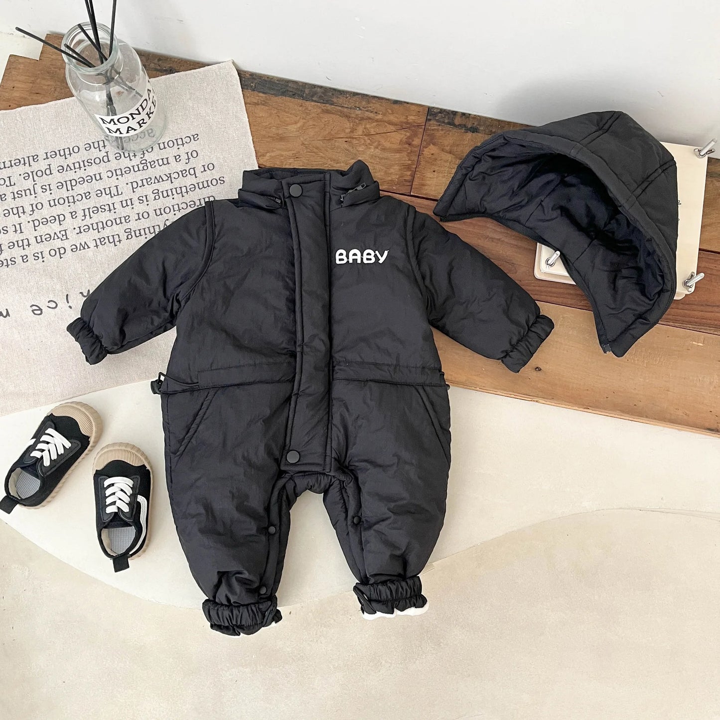 SnuggleScript  Romper – Velvet-Lined Winter Jumpsuit