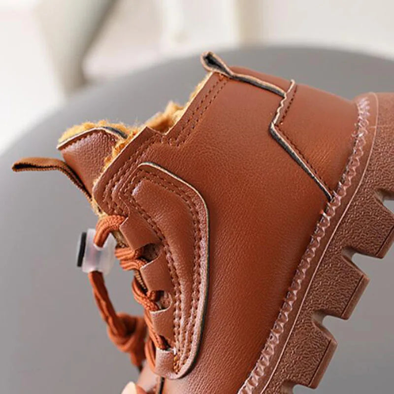 Winter Kids Snow Boots Plush Warm Thicken Boys Cotton Shoes Fashion Toddler Girl Shoes Soft Bottom Children