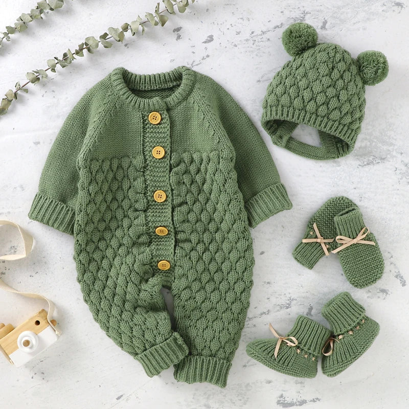 WoolieHug Ensemble – Infant Knitwear Outfit with Shoes & Gloves