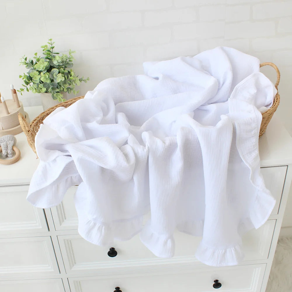 CozyNest Swaddle – Ruffle Organic Cotton Baby Blanket