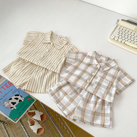 StriPlay – 2pc Striped Shirt & Shorts Set