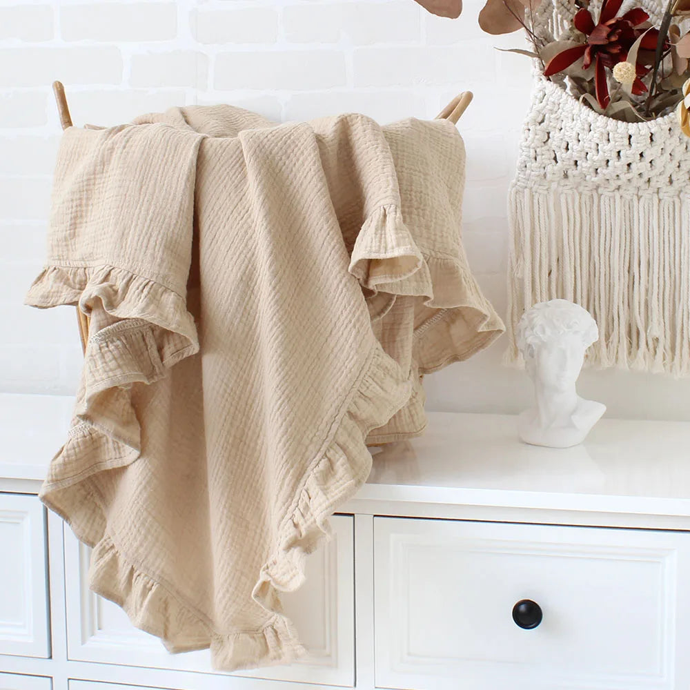 CozyNest Swaddle – Ruffle Organic Cotton Baby Blanket