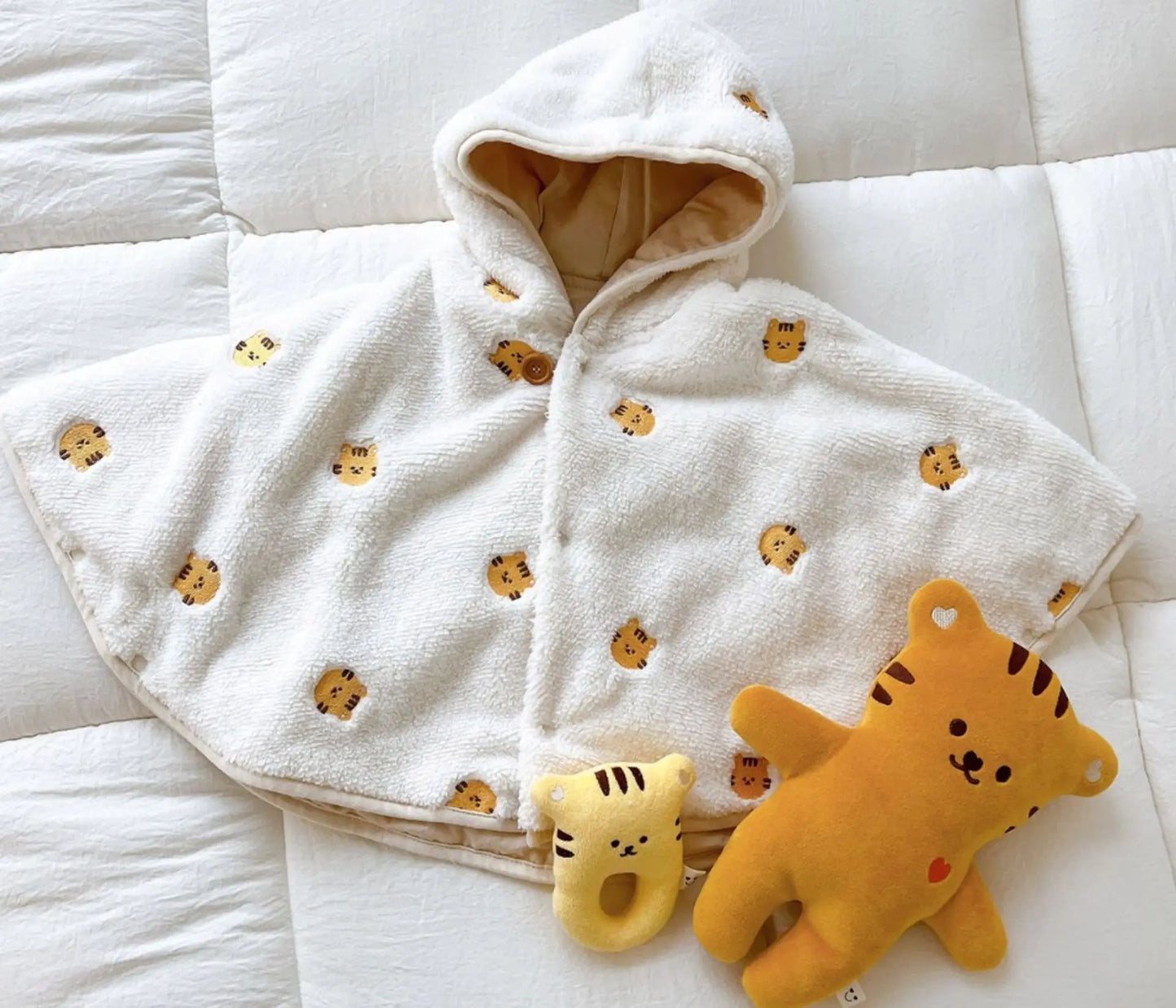 SnuggleBloom Coat – Soft Fleece Bear Embroidery Jacket for Baby Girls