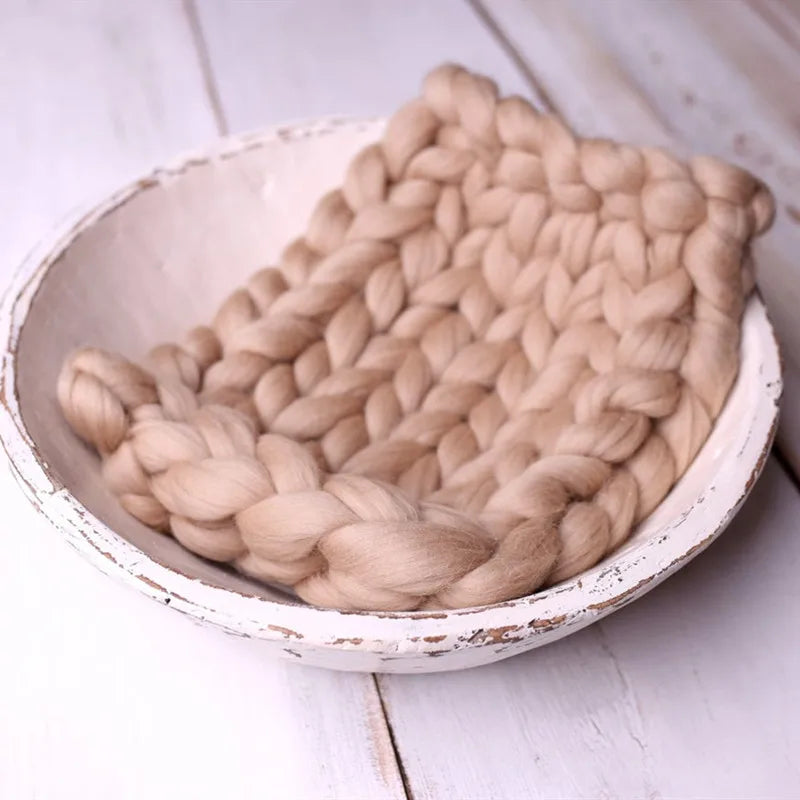 SnugNest Braid – Merino Wool Knit Photo Blanket