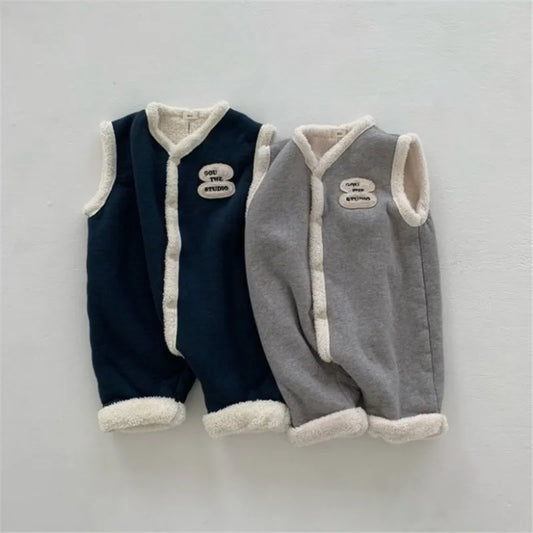 VelviCub Romper – Sleeveless Fleece Jumpsuit
