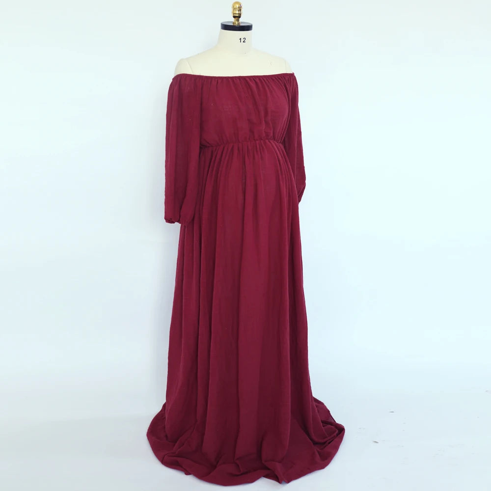 SoléLoom Dress – Boho One-Shoulder Maternity Gown