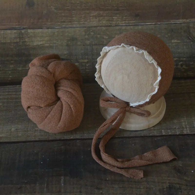CozySnug Wrap Set – Knit Stretch Blanket & Hat for Baby Photos