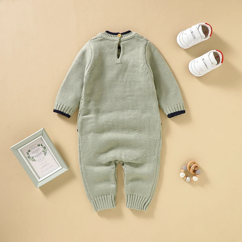 ElmHug Overalls – Soft Solid Knit Romper for Newborns & Toddlers
