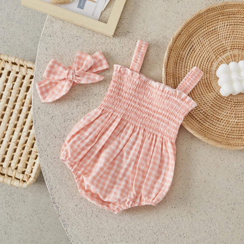 FrillJoy Set – Smocked Strap Romper + Headband