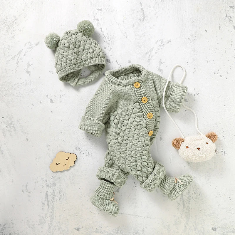 WoolieHug Ensemble – Infant Knitwear Outfit with Shoes & Gloves