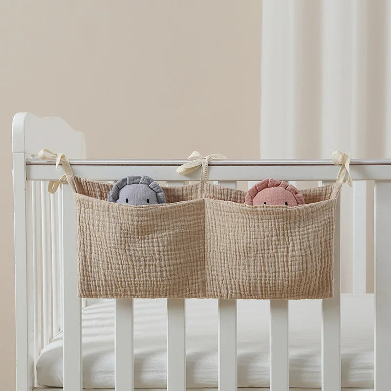 Baby Bedside Storage Bag Baby Crib Organizer Hanging Bag for Baby Multi-Purpose Newborn Bed Hanging Diaper Toy