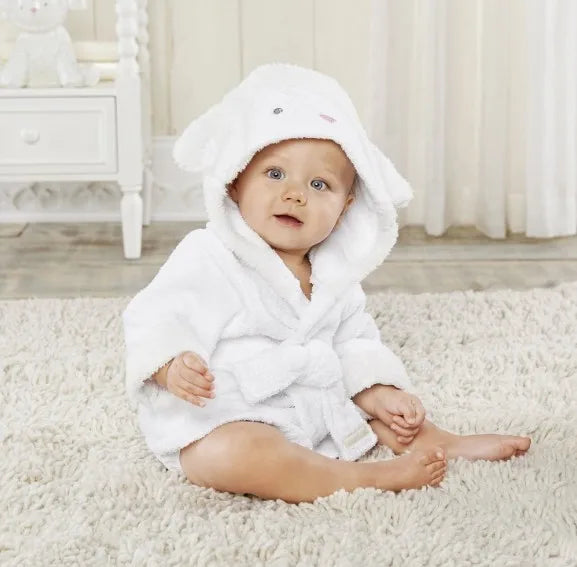 Cotton Baby Robe Bath Towel Cartoon Hoodies Infant Girls Boys Sleepwear Bath Blanket Kids