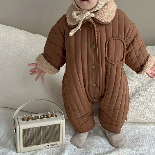 SnuggleRetro Romper – Cotton Fleece One-Piece Warmth